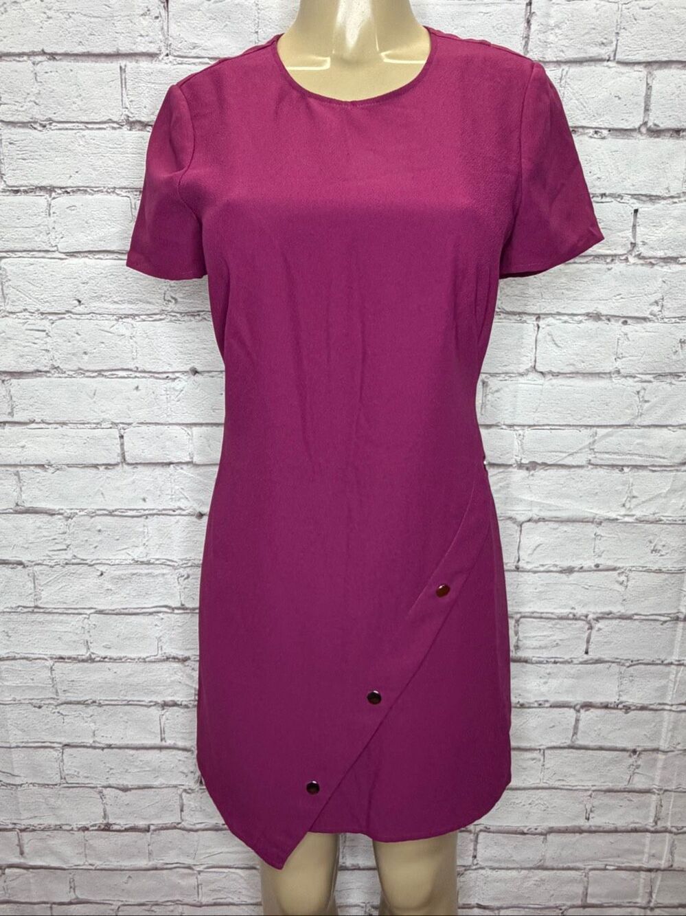 Rebecca Minkoff Womens Dark Raspberry Barbara Diagonal Buttons Dress Size 4 NWT
